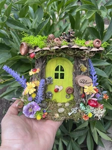 Yellow fairy door, miniature garden, wooden fairy door, Miniature Frog - Picture 1 of 5