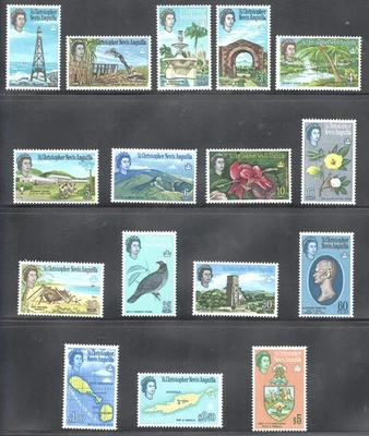 St Kitts-Nevis Mint NH Sc# 145/160 SG# 129/144 fauna flora culture set 1963 - Image 1 of 2