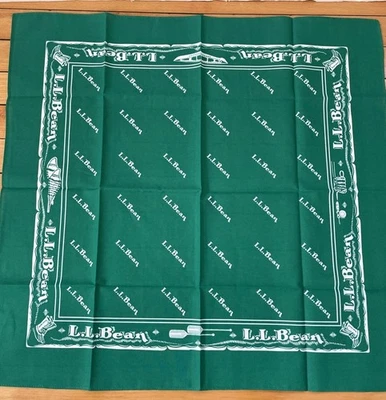 LL Bean Canoe Lake Fishing Themed Bandana Green White New - Image 1 of 4