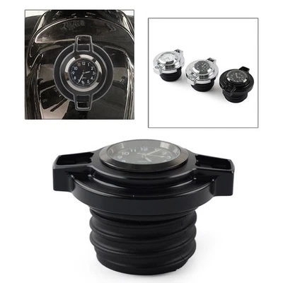 Fuel Gas Tank Oil Cap Cover W/ Clock Black For Harley Sportster 883 Softail Dyna Foto 1 de 4