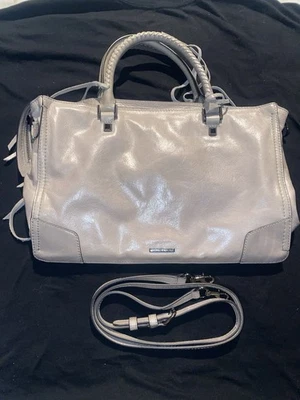 REBECCA MINKOFF Regan Fringe Leather Satchel Tote Crossbody in Gray Cement EUC  - Image 1 of 4
