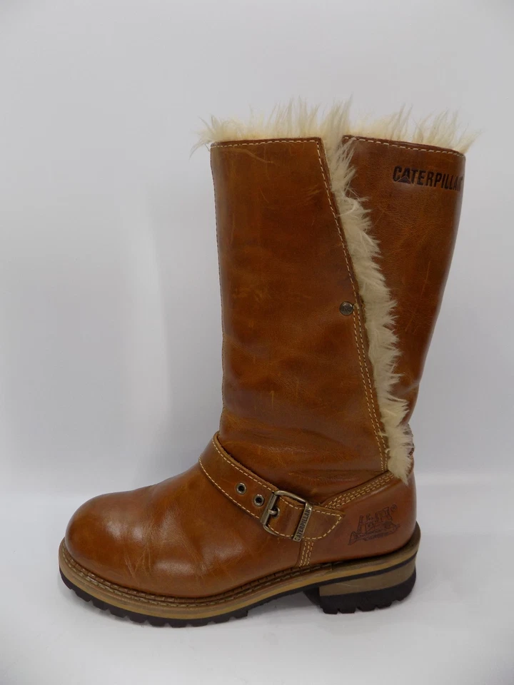 Caterpillar CAT Boots Womens UK 7 Wide Fit Leather Mid Calf Pull On Warm Lined - Image 1 of 4