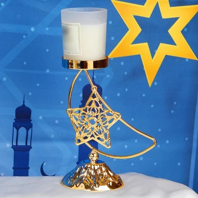 Eid Mubarak Tealight Candle Holder Table Decor Dinner Moon Star Candle Stand - Image 1 of 4