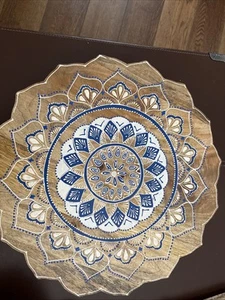 Hand Crafted Hand Painted Wooden Lazy Susan Made in India 17” - Picture 1 of 8