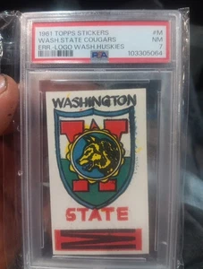 1961 Topps Sticker #M Washington State Cougars Error Washington Huskies Logo... - Bild 1 von 2