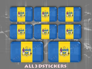 8 x Pegatinas 3D Resina Cúpula Bandera Filadelfia - EE. UU. Adhesivo Calcomanía Vinilo - Imagen 1 de 1