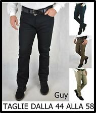 pantaloni jeans uomo slim fit elasticizzati invernali a vita bassa blu 48 50 52 
