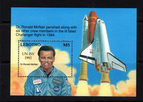 Lesotho  #945 (1993 Space Year Space Shuttle sheet) VFMNH CV $6.50 Cover