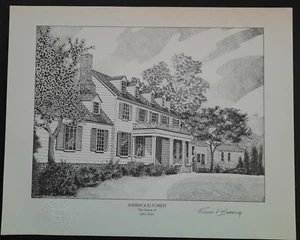 Lithograph Sherwood Forest John Tyler Home Richard V Sebring Signed Print - Picture 1 of 2