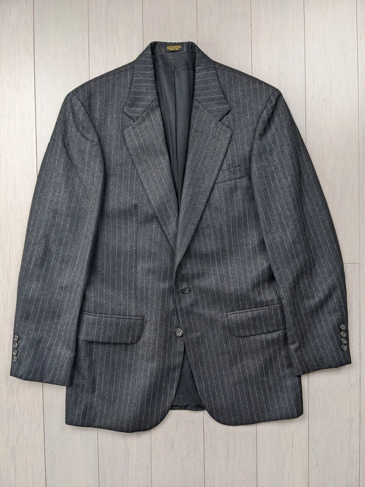 Precio de venta sugerido por el fabricante $3495 Oscar de la Renta Gris Rayas Lana Blazer Chaqueta Abrigo Deportivo 38L Foto 1 de 4