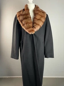 Trench cappotto vintage Harve Bernard by BENARD HOLTZMAN lana con colletto in pelliccia sintetica * LRG - Foto 1 di 6
