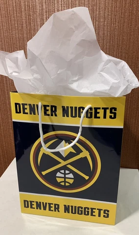 Denver Nuggets Official 13 Inch X 10 Inch Glossy Gift Bag W/ White Gift Paper! Cover