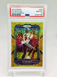 DK Metcalf 2022 Panini Prizm Gold Sparkle 14/24 PSA 10 Jersey # Seahawks #256 - Picture 1 of 2
