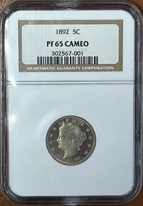 1892 P Proof Liberty "V" Nickel 5C NGC PF65 CAM - CAMEO! - Picture 1 of 11