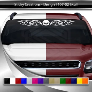 107-02 SKULL Decal Sticker Windshield Window Vinyl Graphic Banner Skull Design - Foto 1 di 7