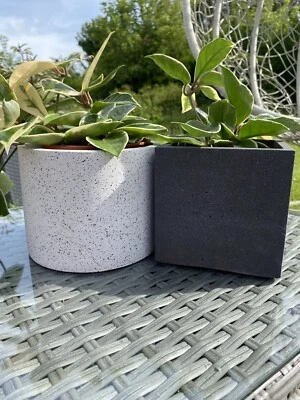 Square Granite Effect jesmonite planter pot, natural stone Cube planters - Image 1 of 4