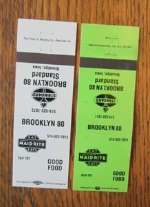 BROOKLYN 80 STANDARD GAS STATION MATCHBOOK MATCHCOVERS: BROOKLYN, IOWA -E22 - Picture 1 of 2