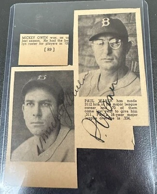 Paul Waner & Mickey Owen Autographed Hand Signed Authentic Program Pictures - Image 1 of 3