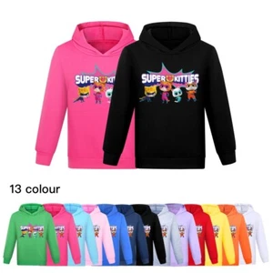 Kids Superkitty Cat YouTube Hoodie Hooded Long Sleeve Top Jumper T-Shirt Tees - Picture 1 of 19
