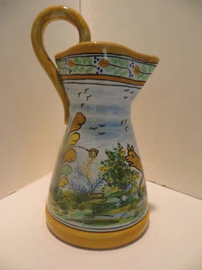 Vintage Folk Art Pitcher Spain Colorful Primitive Country Style Tiger or Dog? - Picture 1 of 12