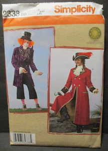 Simplicity 2333 Mens Mad Hatter Steampunk Pirate Costume Pattern L-XL Uncut - Picture 1 of 2