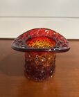 Vintage Daisy Button Red  Amberina Fenton Top Hat Glass Toothpick Holder