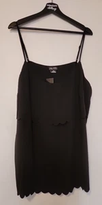 City Chic Black Tiered Scallop Trim Tank Plus Size M / 18 Scoop Neck Drape Scoop - Picture 1 of 6