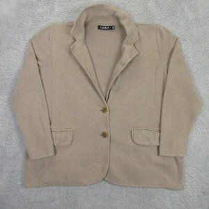 Lauren Ralph Lauren Sweater Womens 1X Blazer Knit Cotton Academia Office Tan - Picture 1 of 11