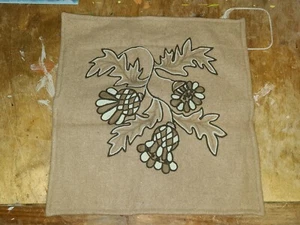 Pottery Barn "Tan Wool w/Crewel Floral Design" 18" Pillow Cover - Picture 1 of 5