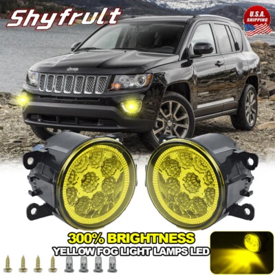 For 2014 2015 2016-2018 Jeep Cherokee 9*led yellow Fog Lights Lamp Replacement - Imagem 1 de 4
