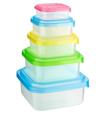 5 Food Storage Containers Set With Lid Stackable Nested Microwave Safe BPA Free - Image 1 of 4