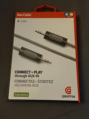GRIFFIN 6"/1.8M AUXILIARY AUDIO CABLE GC17062, IPOD,IPHONE&MP3 - Image 1 of 2