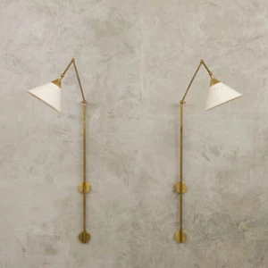1950 style Two large italian wall lamps sconces in stilnovo Pair of Brass Wall - Picture 1 of 8
