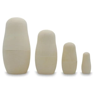 Set 4 bambole nidificazione in legno non finite fai da te artigianato vuoti per pittura 4 pollici - Foto 1 di 6