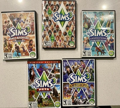 Sims 3 PC Mac + 4 Expansion Packs World Adventures Pets Ambitions Generations - Image 1 of 4