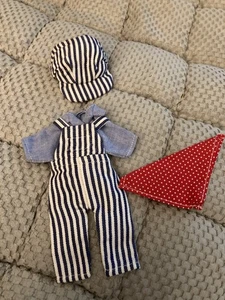4 Piece Matching Small Doll Outfit Railroad Theme - Picture 1 of 5