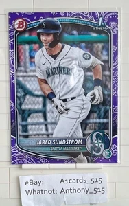 Jared Sundstrom - 2025 Bowman Paper 1st Bowman - Purple Pattern Parallel 033/199 - Bild 1 von 3