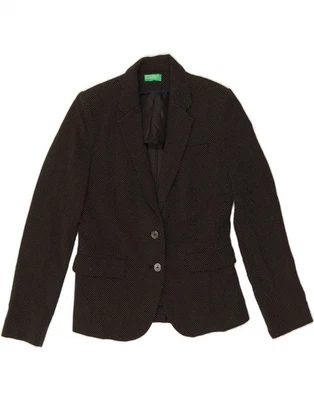 Chaqueta Blazer Benetton Mujer 2 Botones Reino Unido 10 Pequeña Gris Manchado Poliéster DK75 Foto 1 de 4