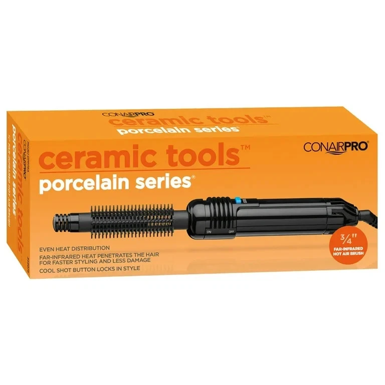 Conair Pro Ceramic Tools Porcelain Hot Air Brush 3/4 Inch CPP75A Dry & Style
