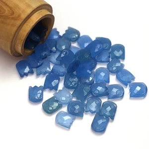 Ghost Shaped Blue Chalcedony Faceted Cabochon Gemstones DIY Jewelry Making Stone - Picture 1 of 8