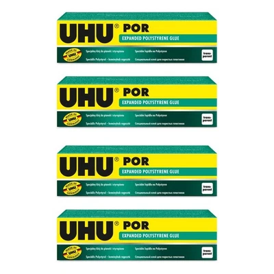 4 x Adhesivo UHU POR - Pegamento de poliestireno expandido de espuma de poliestireno Depron 40 g/50 ml