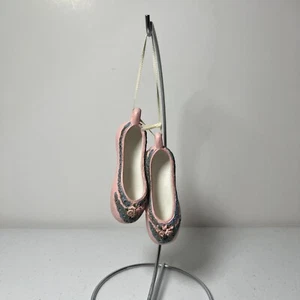 Seasons of Cannon Falls Ceramic Ballet Slipper Christmas Ornament Pink Roses - Picture 1 of 8