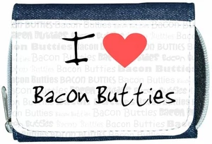 I Love Heart Bacon Butties Denim Wallet - Picture 1 of 1