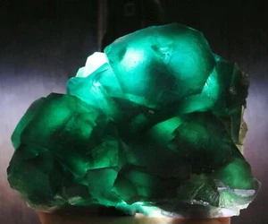 4.24lb Natural rare large grain Cube dark green fluorite Mineral Specimen - Picture 1 of 11