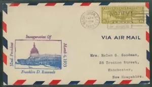 US SC C17 Olive Bister 8 ¢ gebunden WASH DC 4. März 1933 Einweihung Comem Abdeckung - Bild 1 von 1