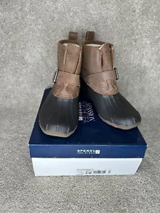 Sperry Top Sider Rip Water Brown /tan Rain boots Women’s 8m Suede Faux Fur Box - Picture 1 of 5