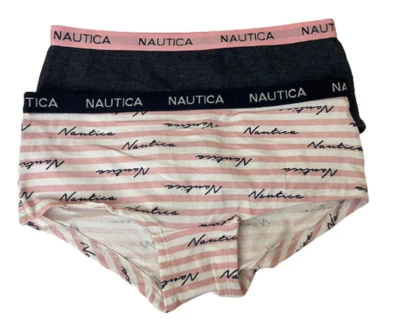 Nautica Girls Juniors 2 Boyshort Panties Gray & Pink Size L (10/12) - Image 1 of 2