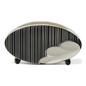Jarrón jardinera vintage Art Deco Royal Copley Riddle blanco y negro con patas ovaladas RARO - Imagen 1 de 10
