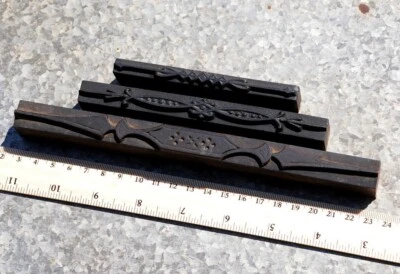 letterpress wooden printing blocks ornaments Art Nouveau Deco wood line lines _- - Image 1 of 2