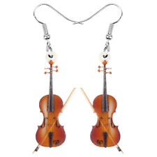 Acrylic Brown Violin Earrings Dangle Novelty Muisc Jewelry Charms Gift for Women